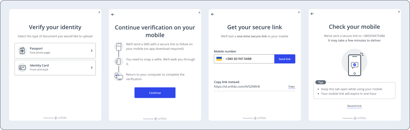 The Onfido verification process within Genome