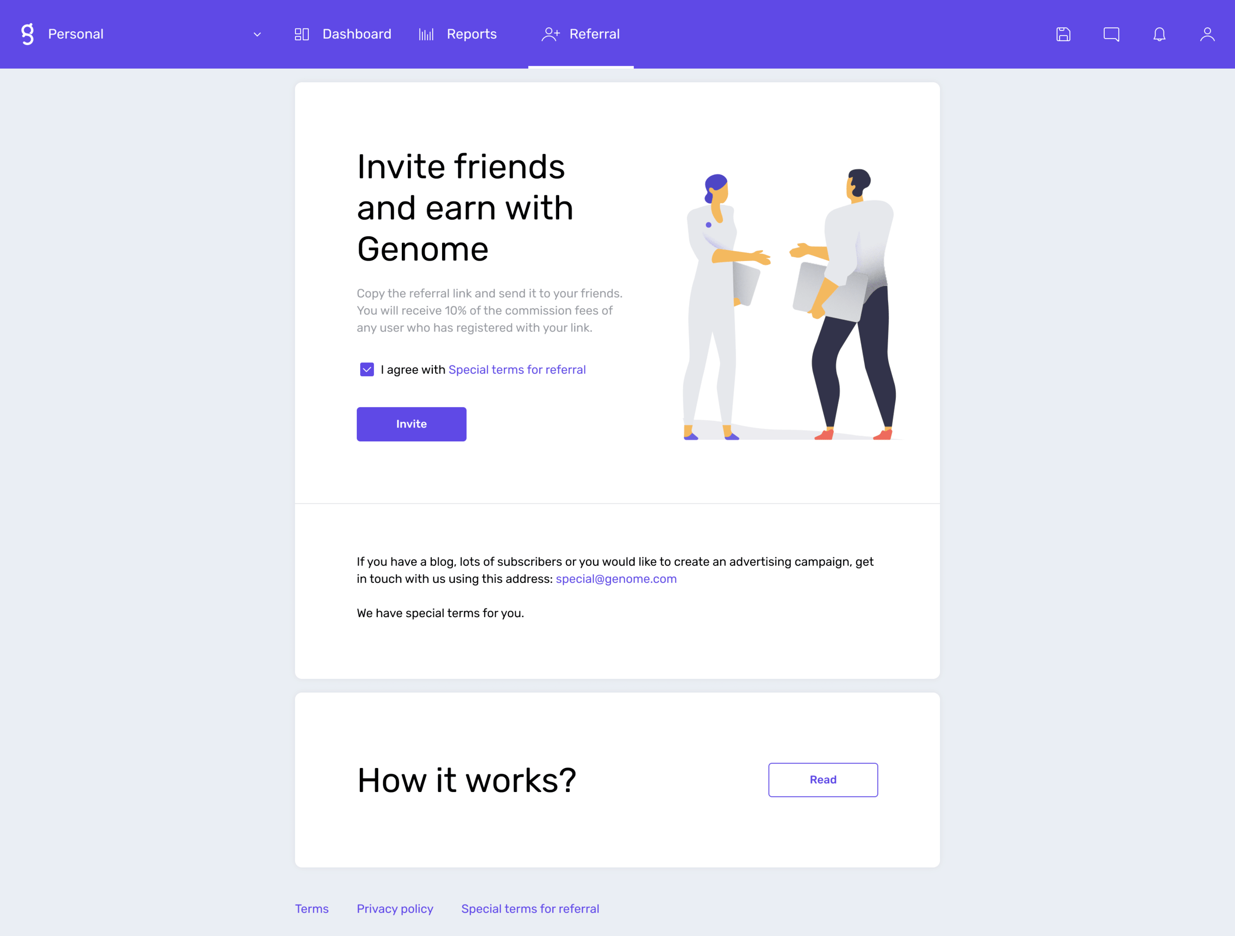 This is how Genome's personal referral program works