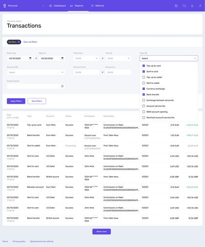 Set up filters for your transaction reports within Genome
